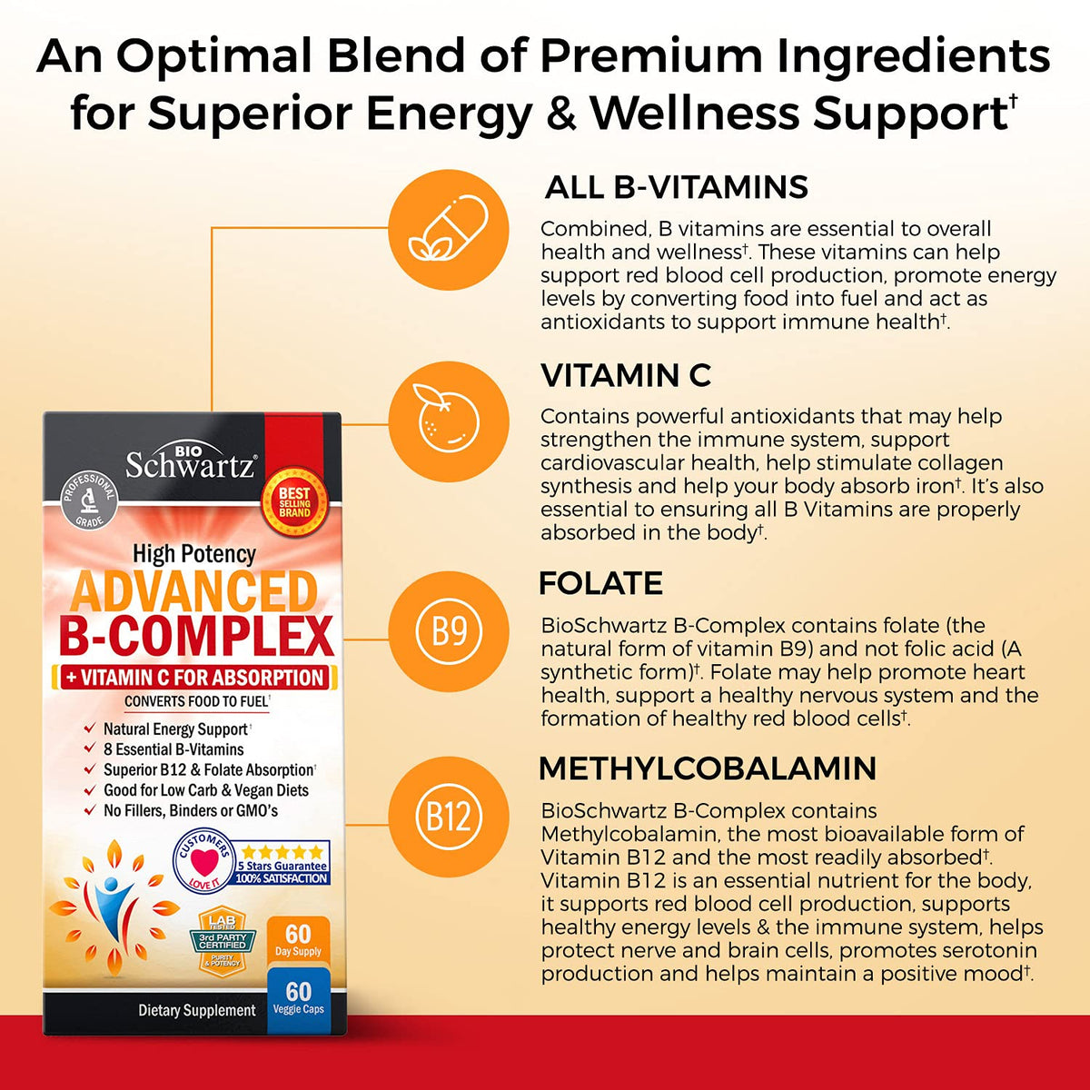 BioSchwartz Vitamin B Complex with Vitamin C - 60 Capsules - image 4