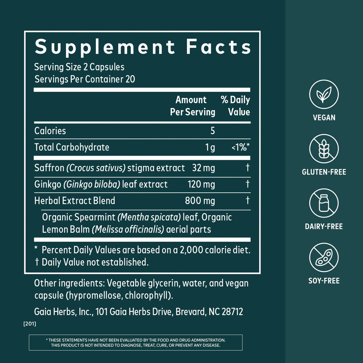 Gaia Herbs Nootropic Focus Herbal Supplement - 40 Vegan Capsules - image 2