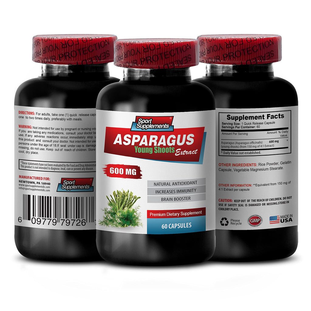 Sport Supplements Asparagus Young Shoots 600 MG - 60 Capsules