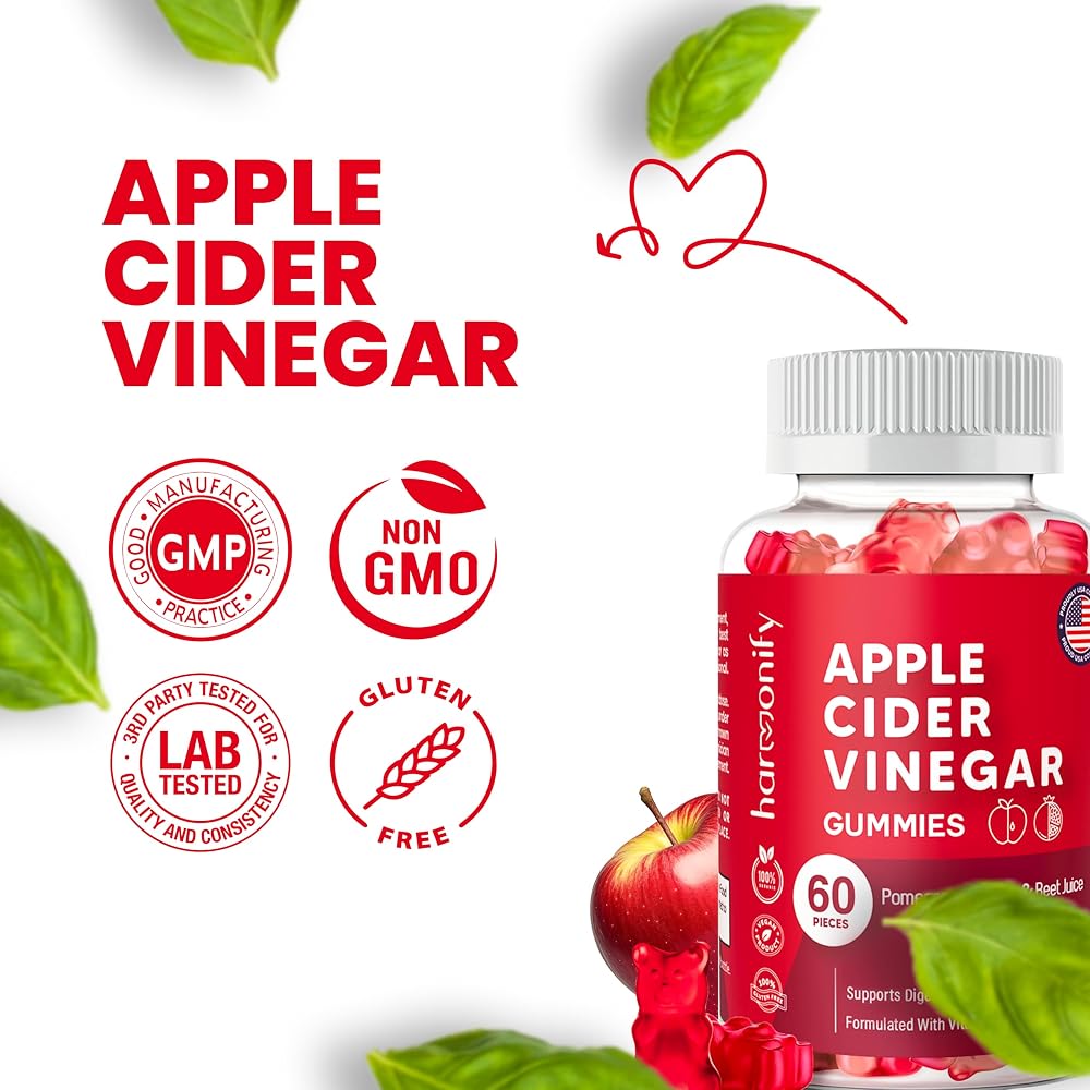 HARMONIFY Apple Cider Vinegar Gummies with B12 - 60 Gummies - image 2