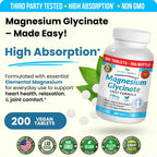 Nature's Branch Magnesium Glycinate 400mg for Sleep & Heart - 200 Tablets - image 4