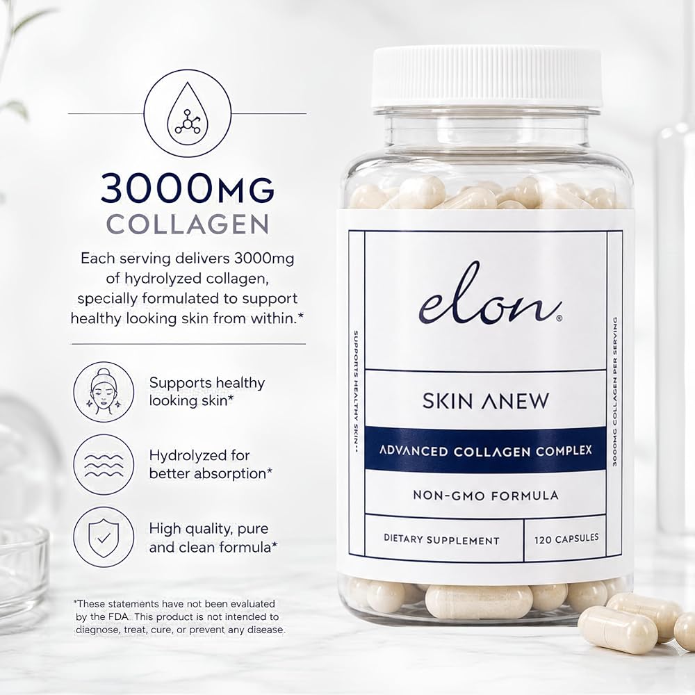 Elon Skin Anew Hydrolyzed Collagen 3000 mg - 120 Capsules - image 6