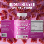 Rosabella® Hair Growth Vitamin Gummies [60 Gummies] Biotin for Faster