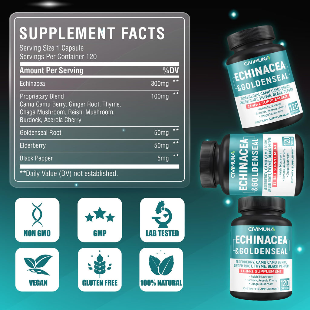 CIVIMUNA Echinacea Extract Capsules - 120 Capsules - image 3