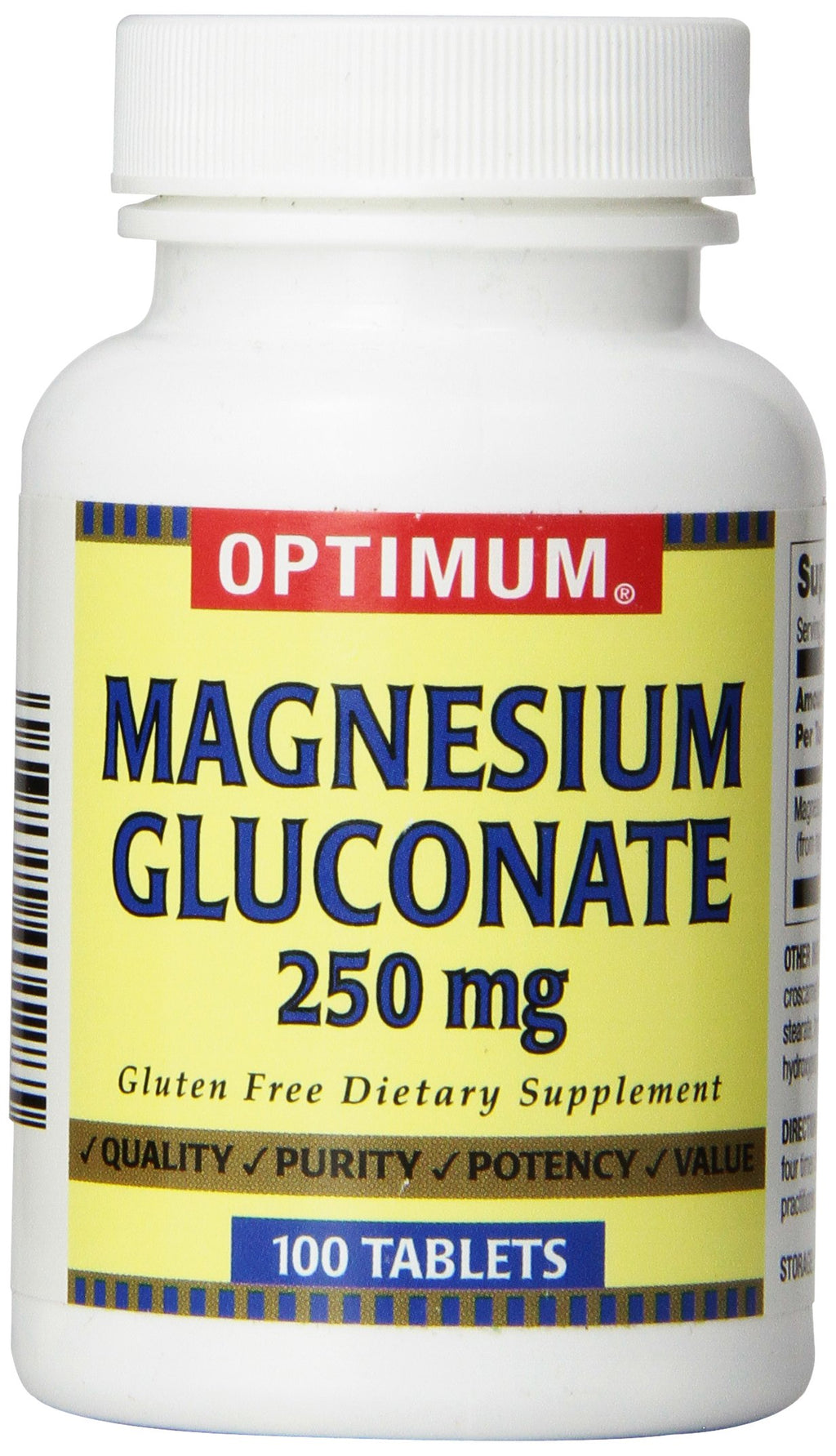 Optimum Magnesium Gluconate 250 mg - 100 Tablets