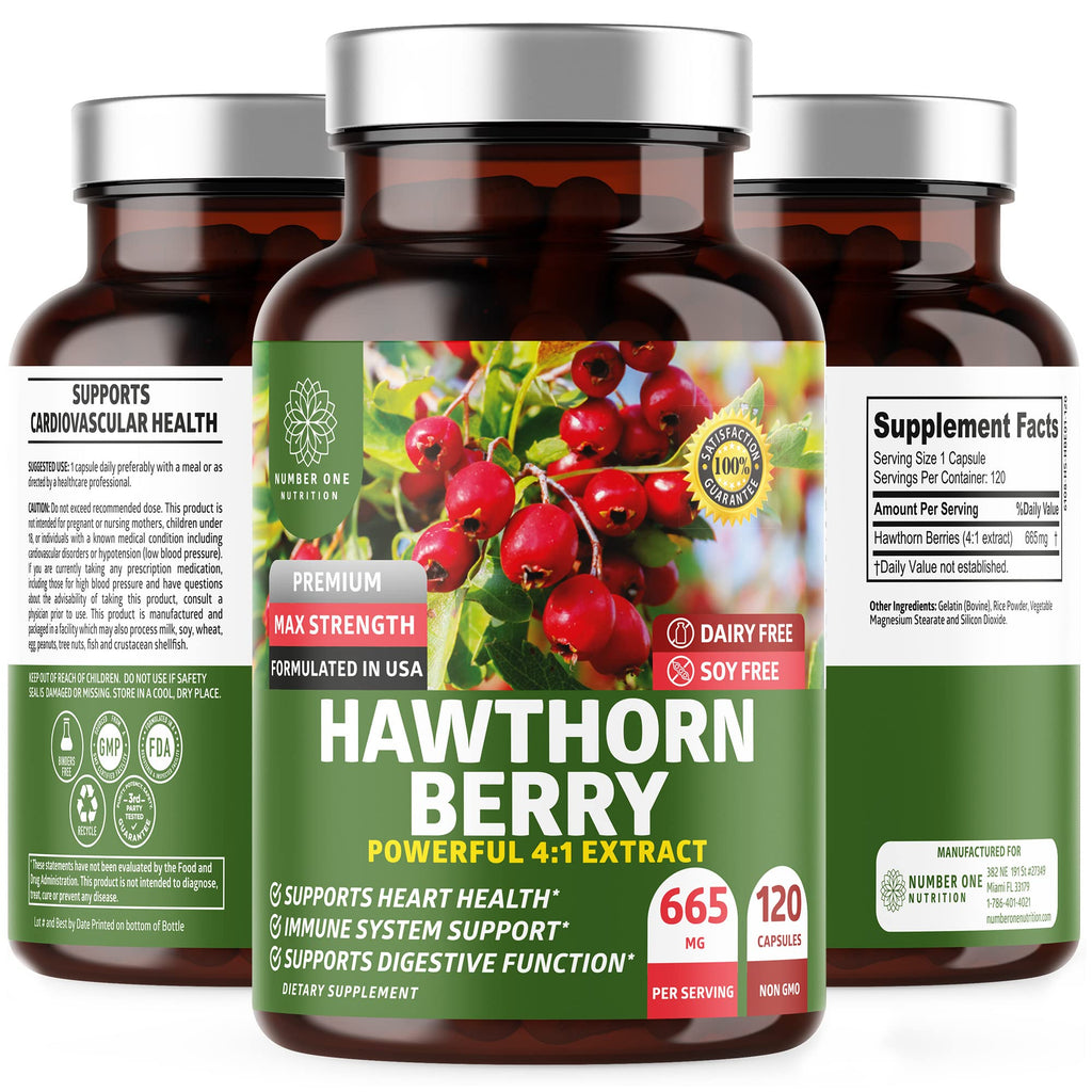 Number One Nutrition Hawthorn Berry Extract 665mg - 120 Capsules
