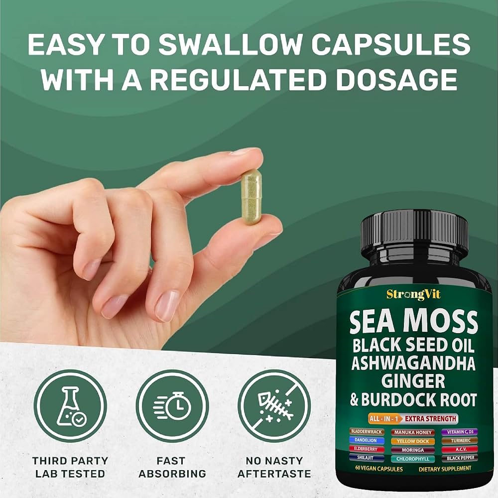 StrongVit Sea Moss Black Seed Oil Ashwagandha Ginger