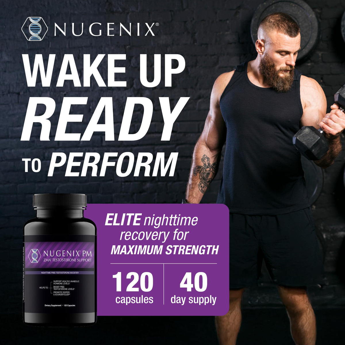 Nugenix PM ZMA Nighttime Testosterone Booster for Men - 120 Capsules - image 3