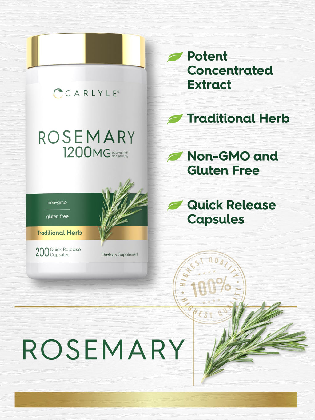 Carlyle Rosemary Extract - 200 Capsules - image 4