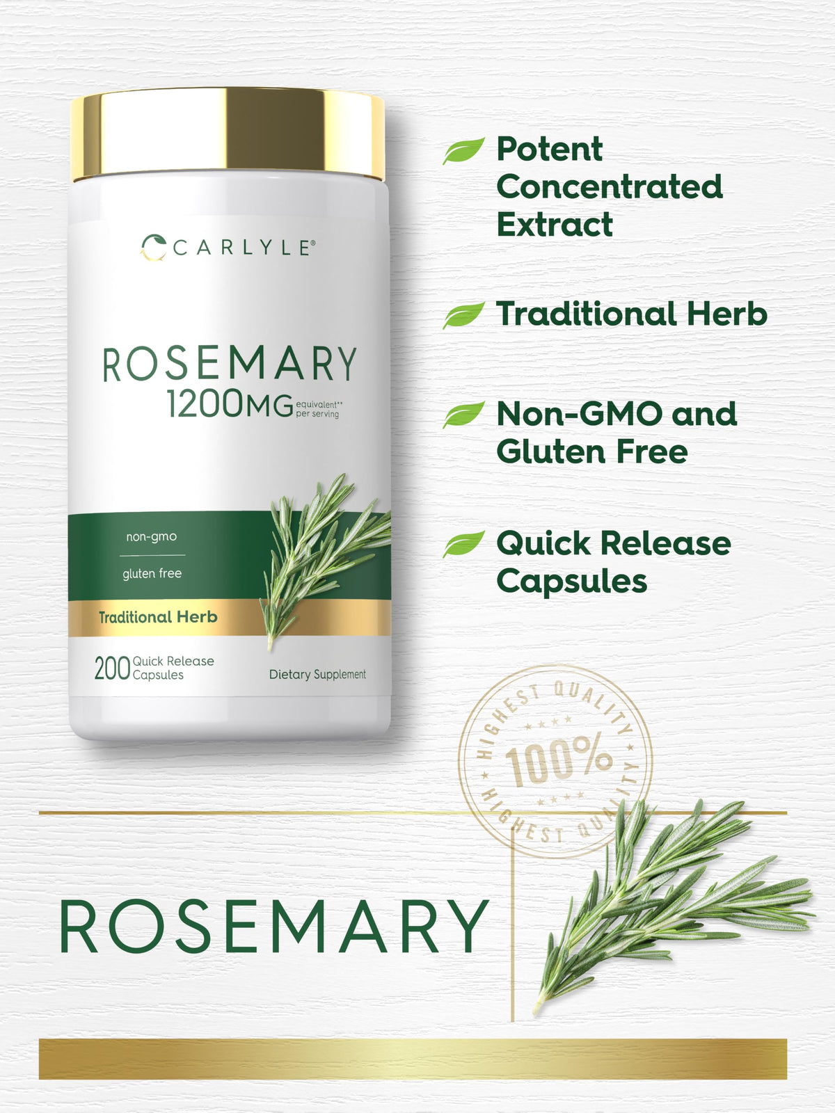 Carlyle Rosemary Extract - 200 Capsules - image 4