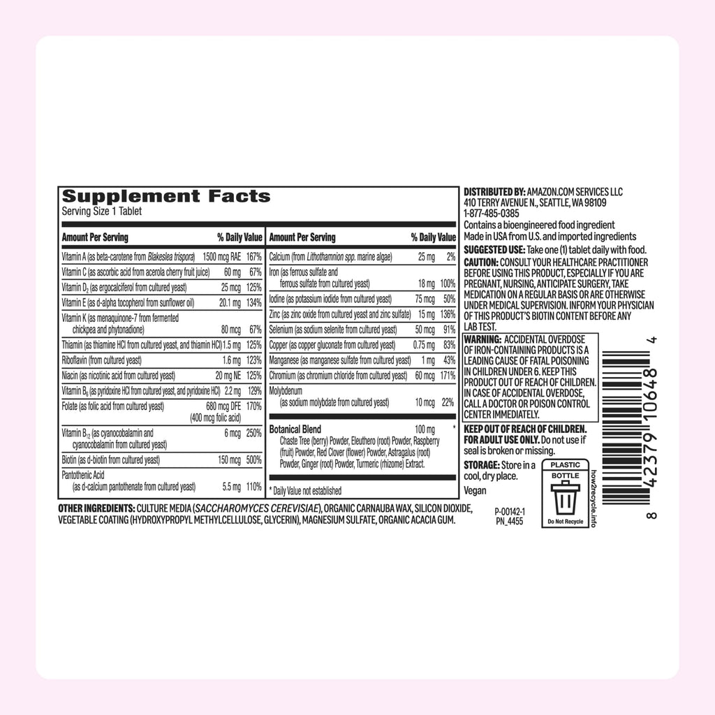 Amazon Basics Women's One Daily Multivitamin - 65 Tablets - image 5