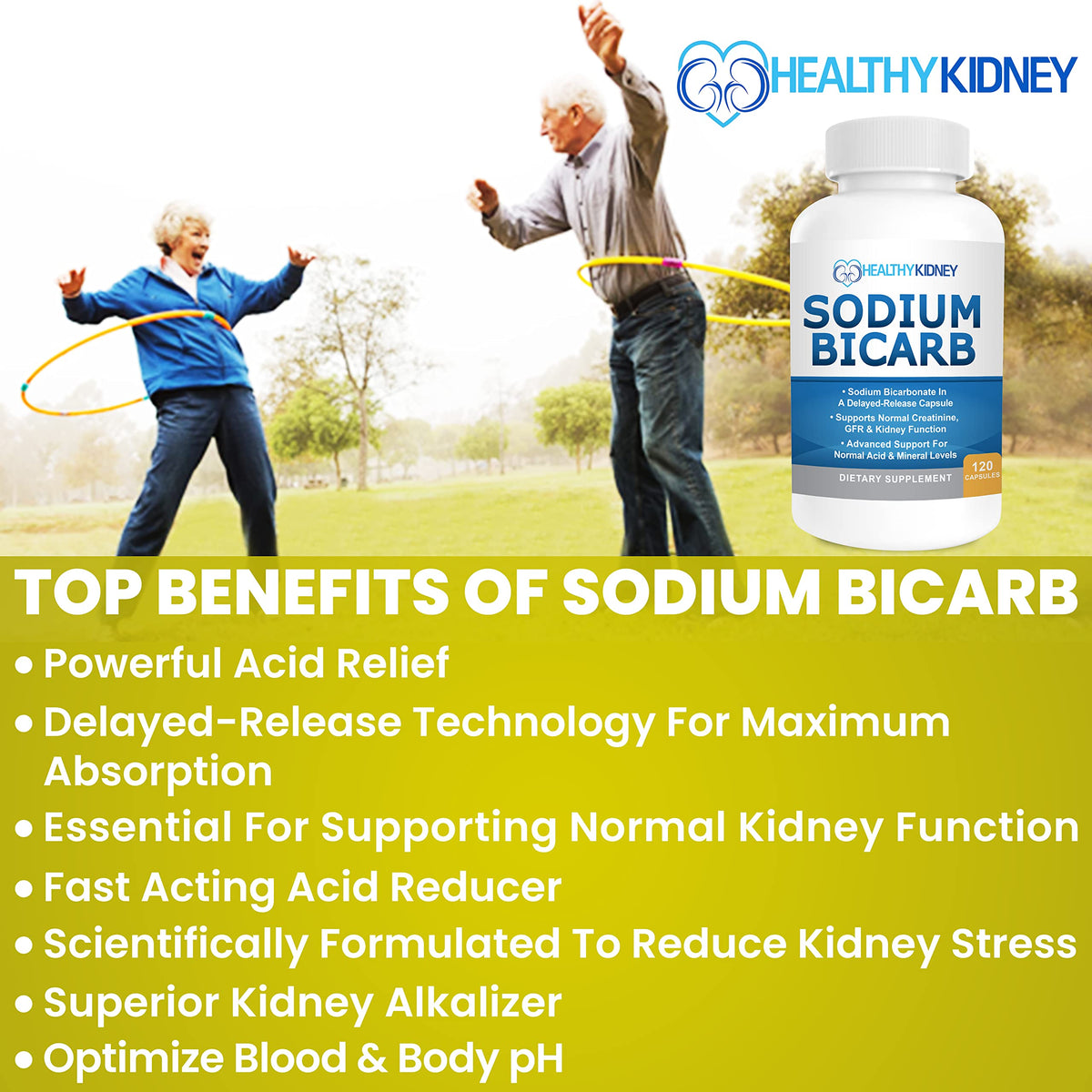 Kidney Restore Sodium Bicarbonate 650mg Delayed Release - 120 Capsules - image 3