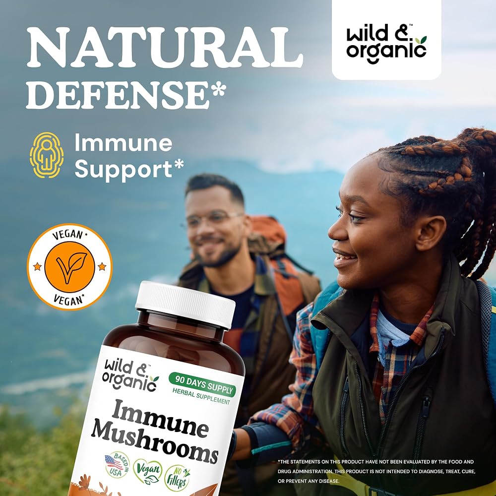 Wild & Organic Immune Mushroom Blend Capsules - 8 Mushroom Complex