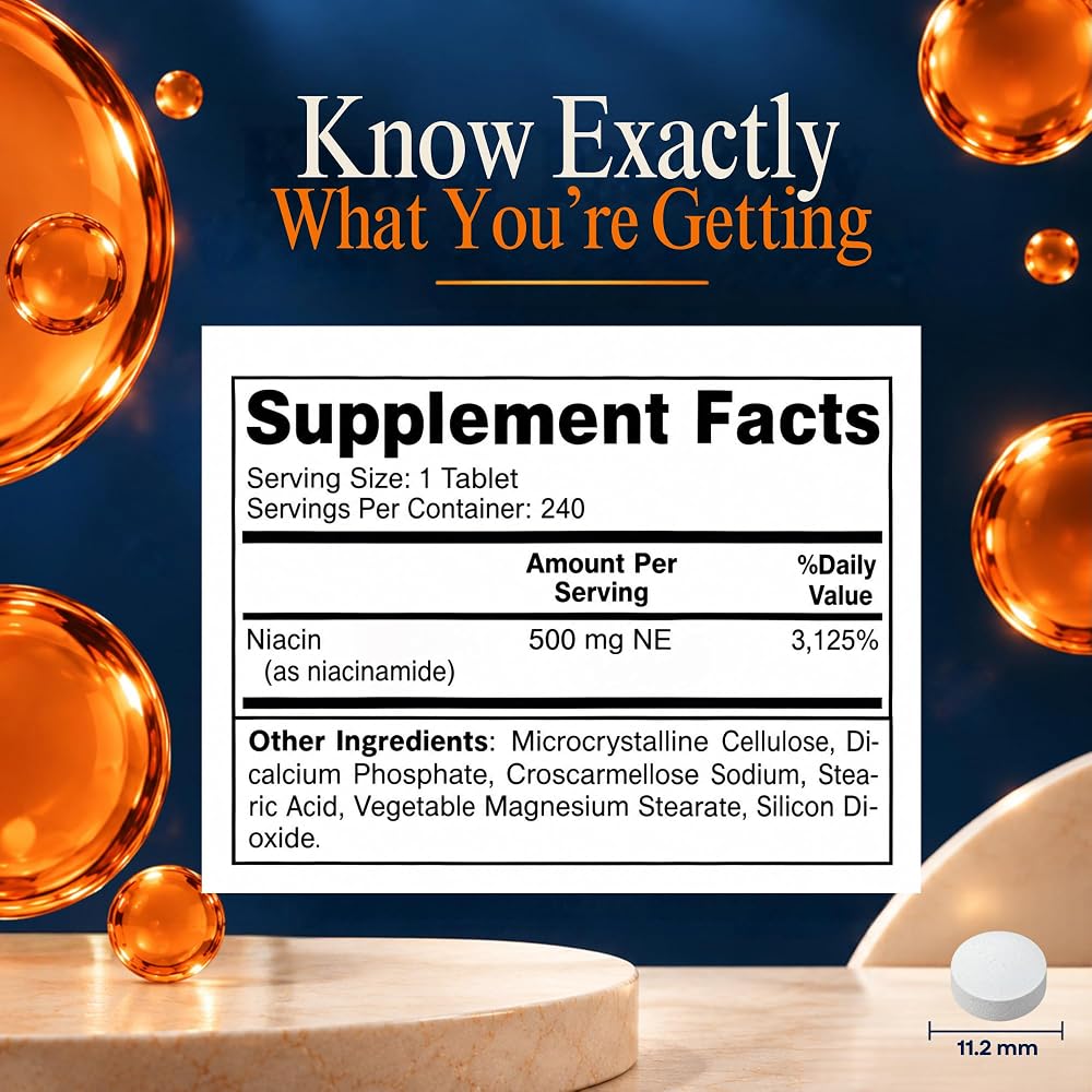 Vitamatic Niacinamide 500 mg Vitamin B3 for Energy - 240 Tablets - image 2