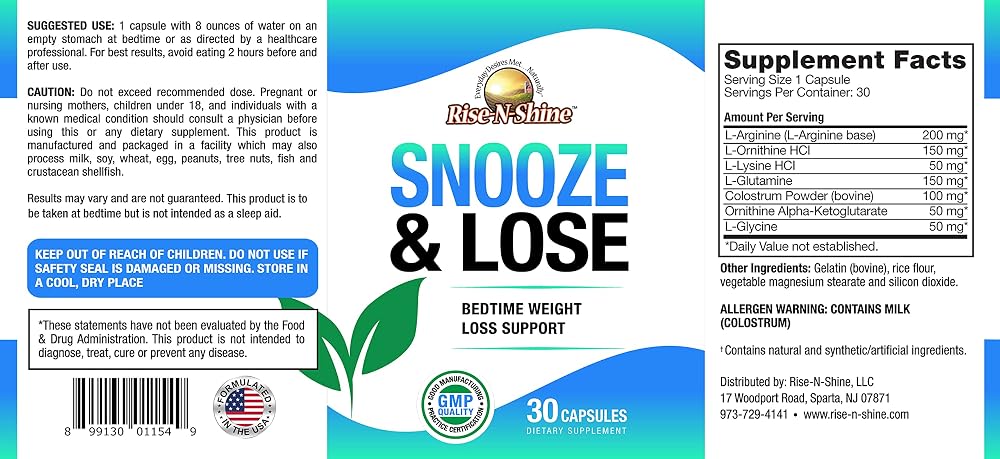 Rise-N-Shine Snooze & Lose Supplement - 30 Capsules - image 3