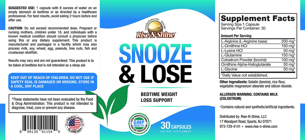 Rise-N-Shine Snooze & Lose Supplement - 30 Capsules - image 3