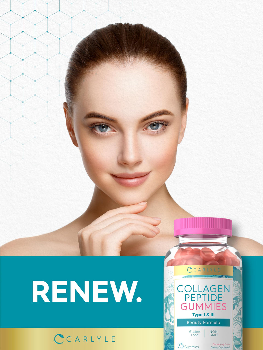 Carlyle Collagen Gummies Strawberry Flavor Beauty Supplement - 75 Count - image 6