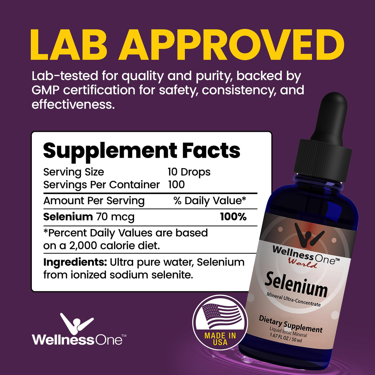 WellnessOne Liquid Selenium Supplement 70 mcg - 1.67 fl oz - image 2