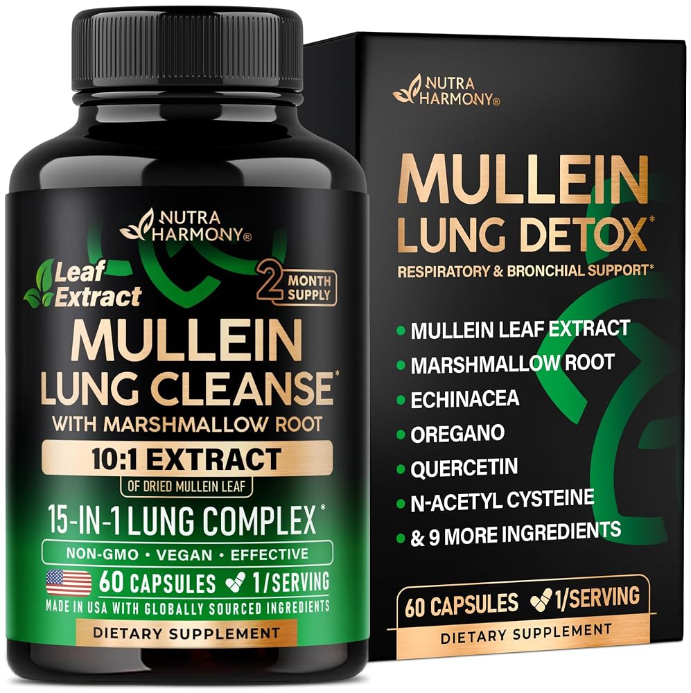 NUTRAHARMONY Mullein Lung Detox - Mullein Leaf Extract - Marshmallow