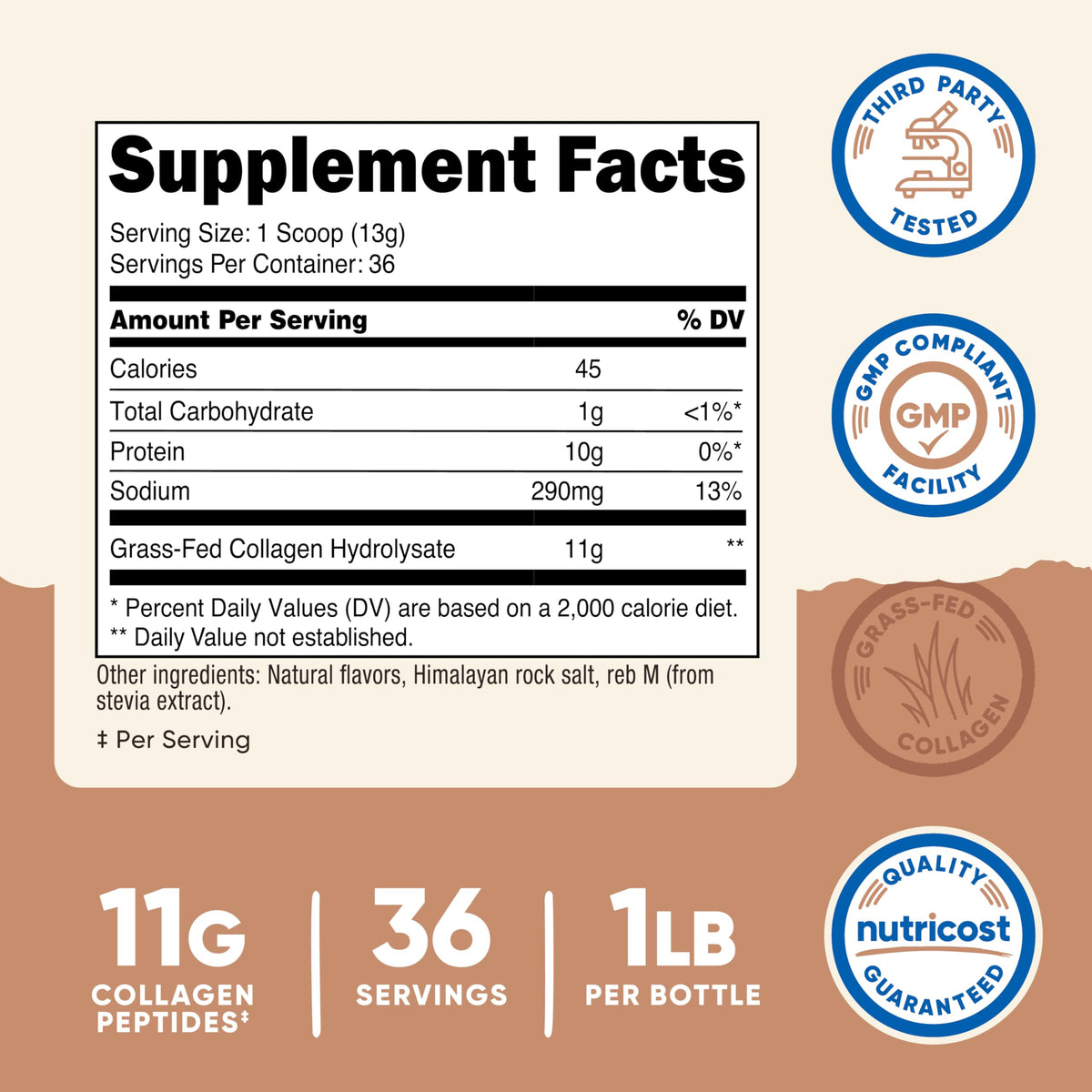 Nutricost Grass-Fed Collagen Powder 1LB (454 G) - Pure Grass Fed