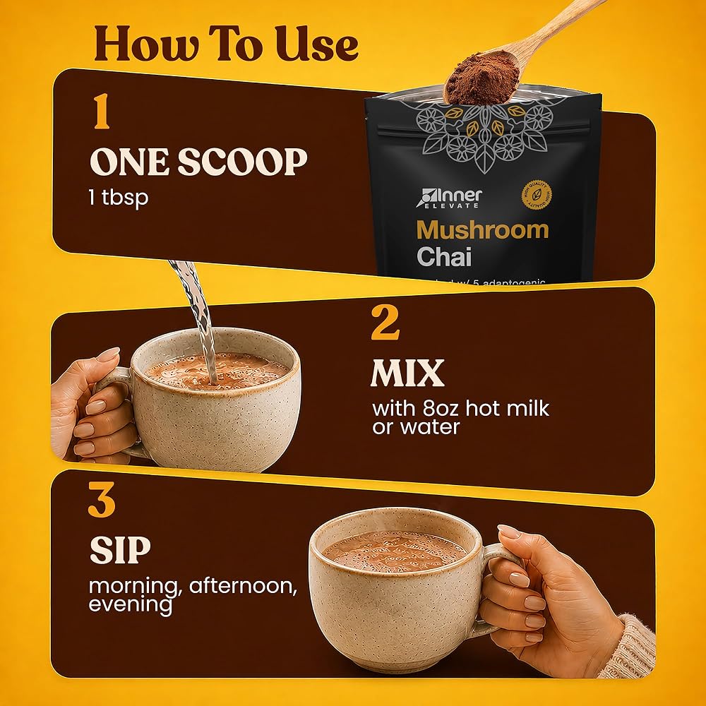 Inner Elevate Superfood Mushroom Chai - Ultimate Coffee Alternative - image 5