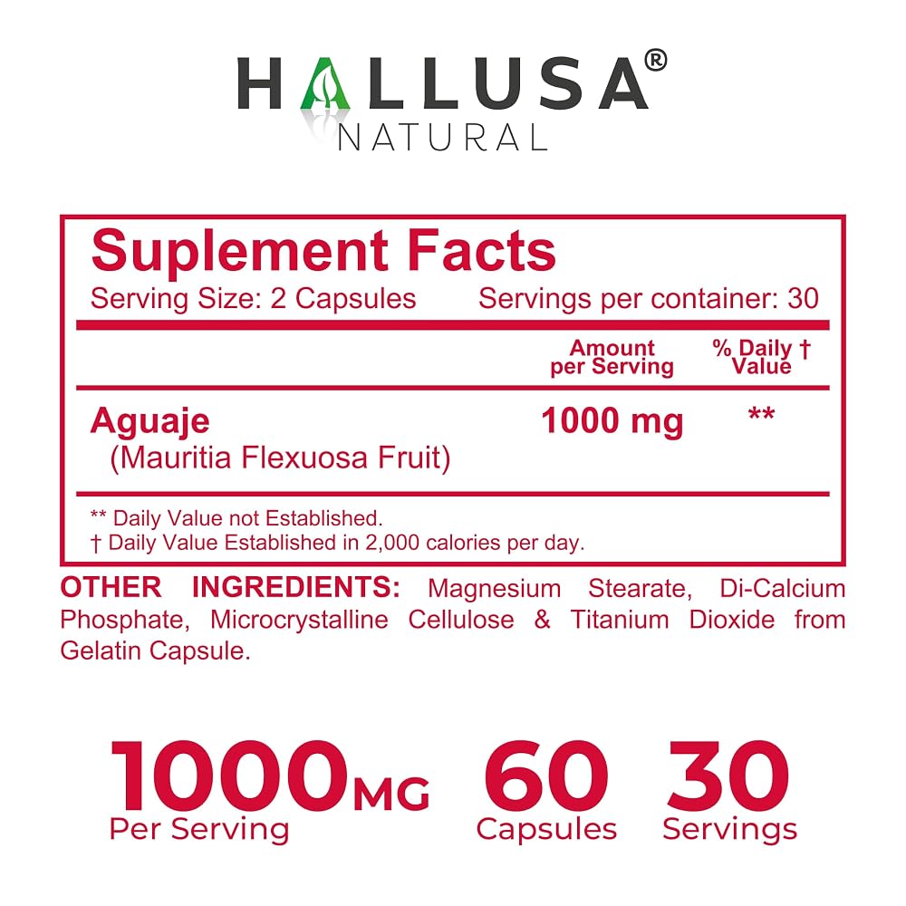 Hallusa Natural HallGirl Aguaje Fruit 1000mg Women's Wellness - 60 Capsules - image 6