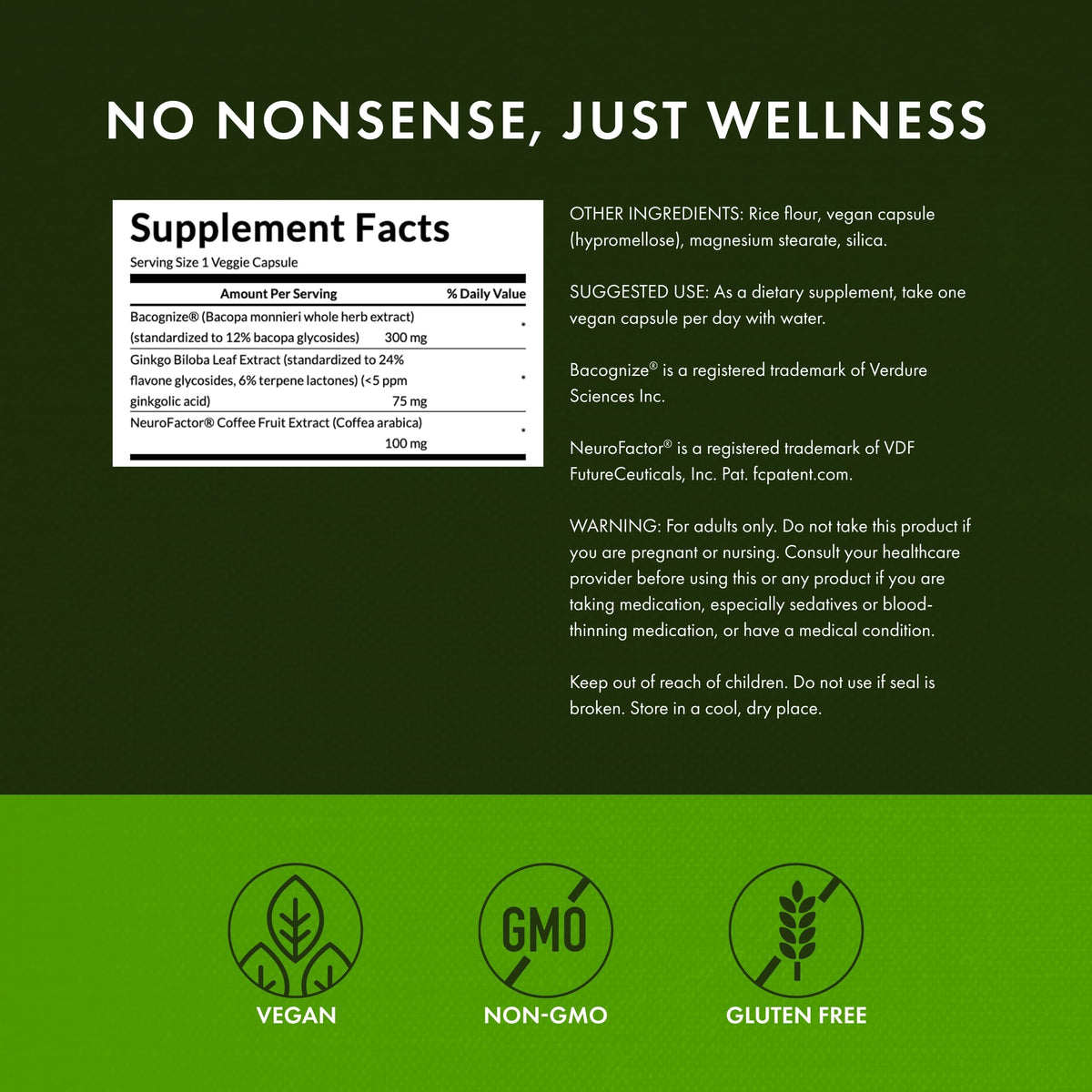 Swanson Pure Brainpower Brain Health Supplement - 120 Vegetarian Capsules - image 2