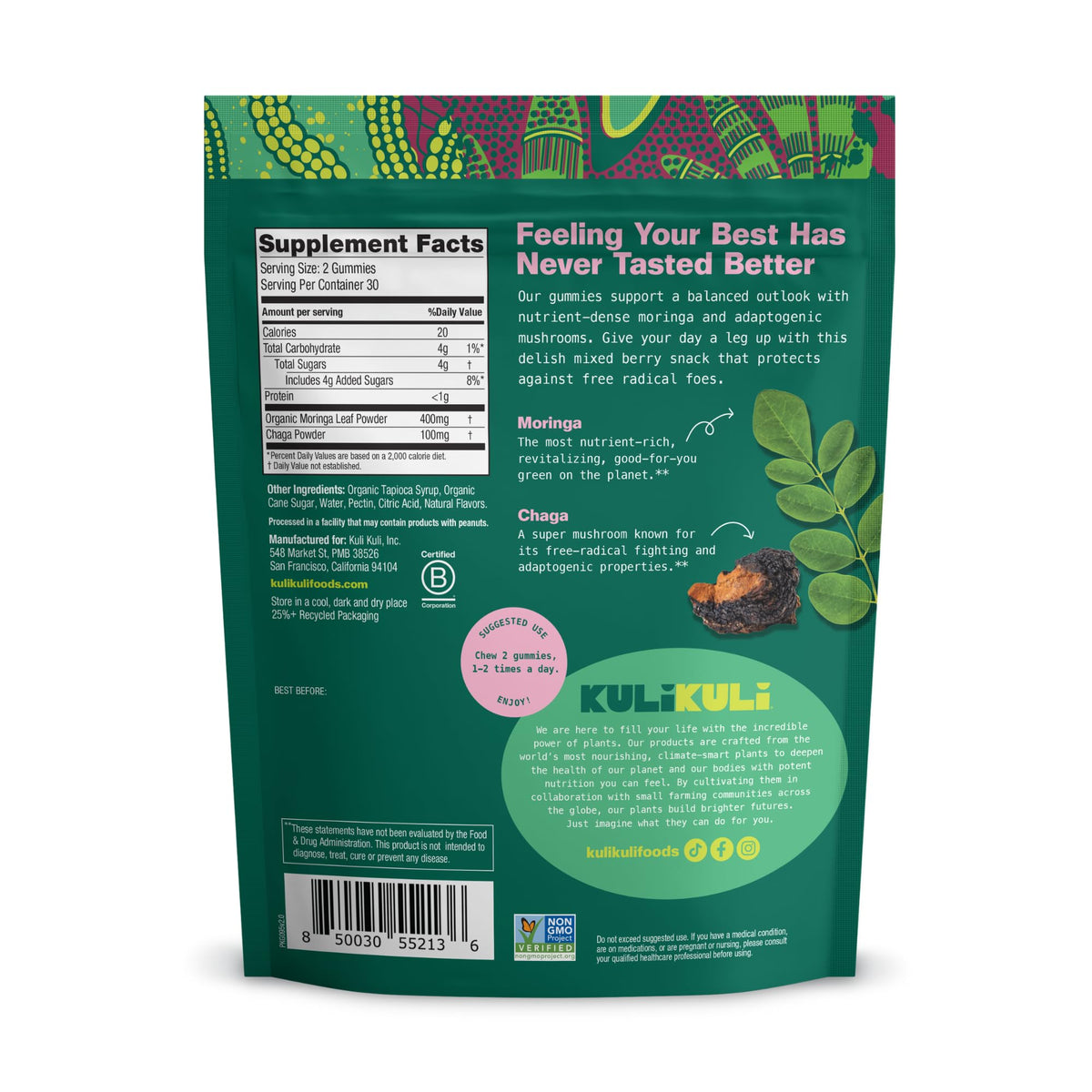 Kuli Kuli Moringa Gummies - Caffeine-Free Energy Supplements