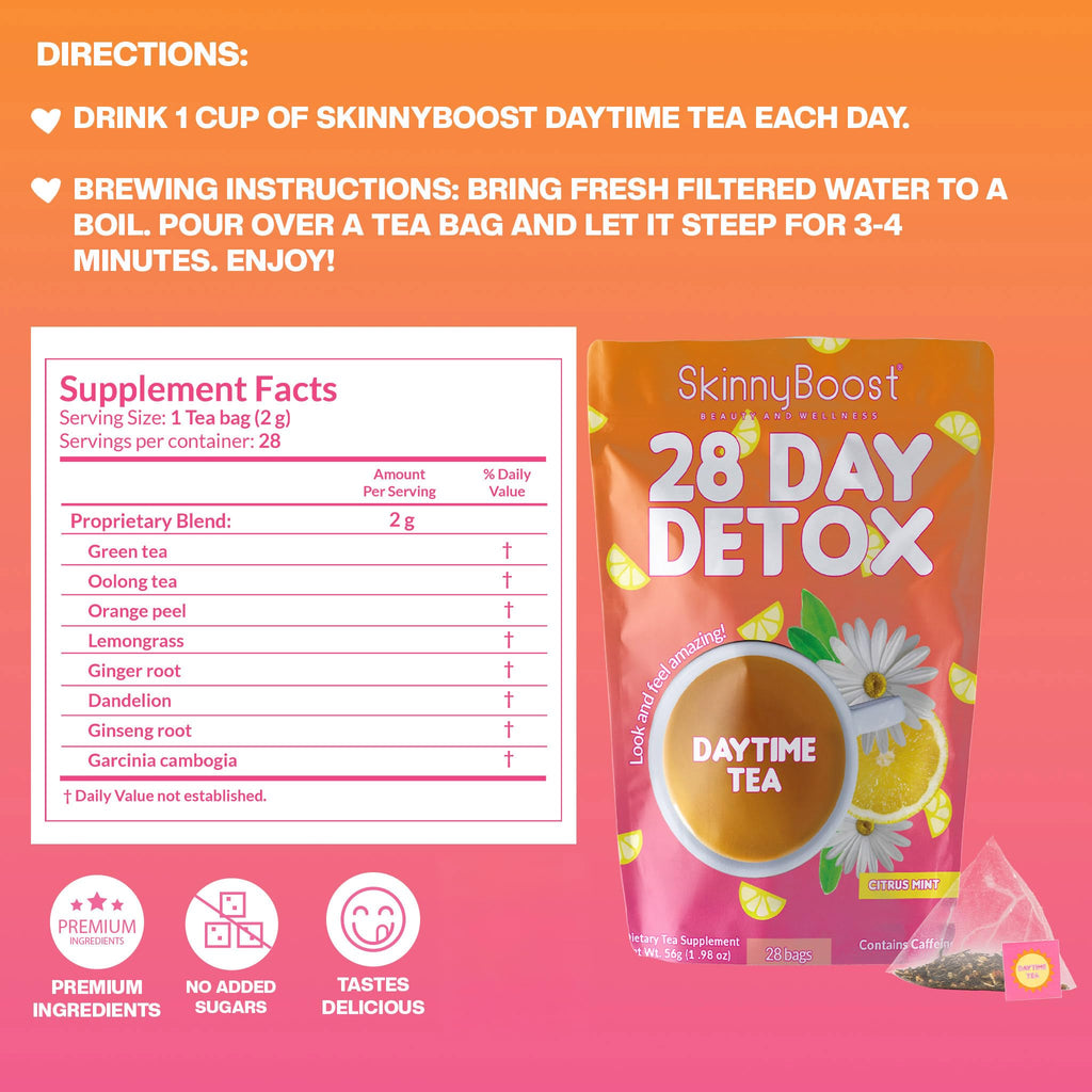 SkinnyBoost 28 Day Detox Daytime Tea Citrus Mint - 28 Tea Bags - image 2