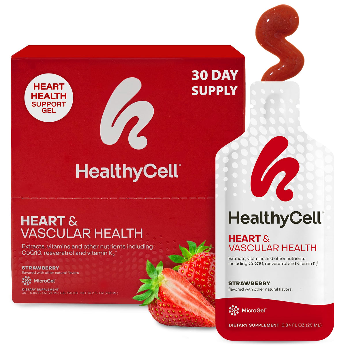 HealthyCell Heart & Vascular Health Daily Liquid Supplement - 30 Gel Packs