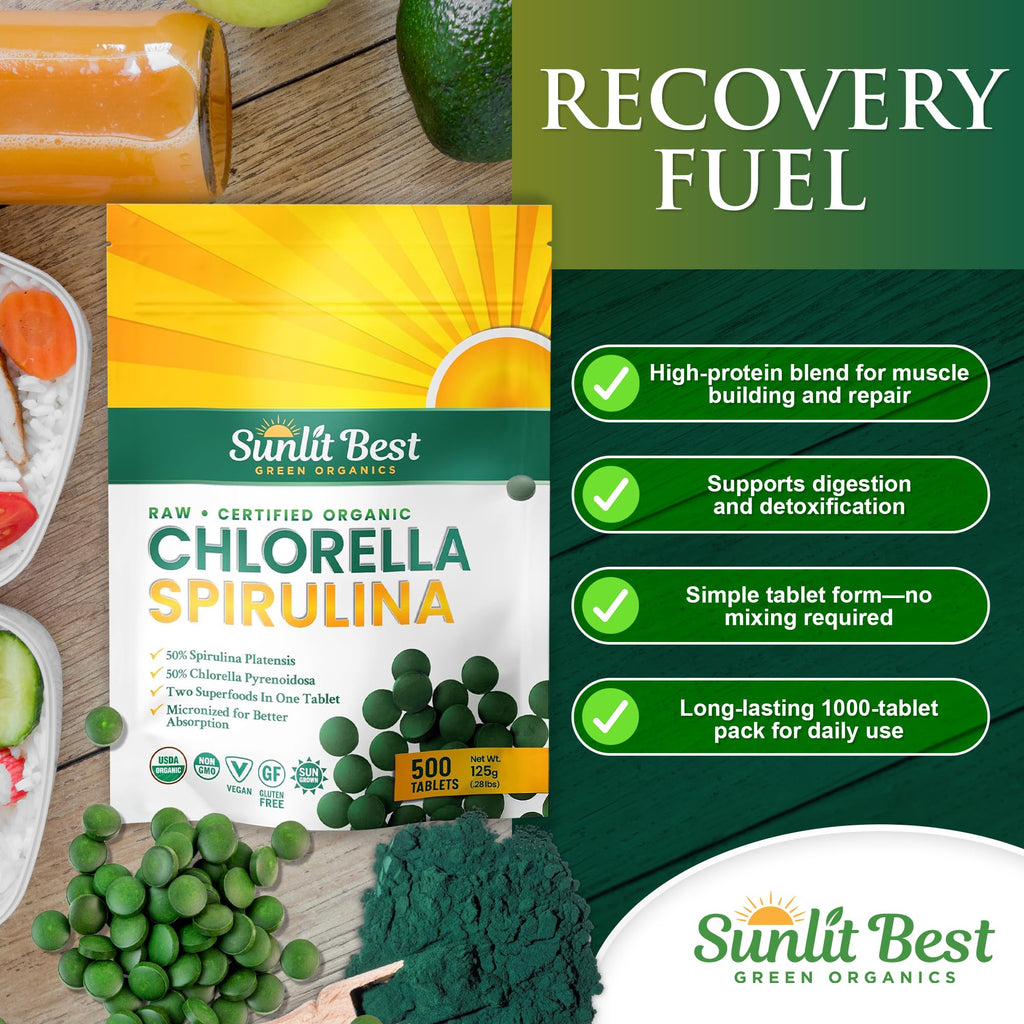 Sunlit Best Organic Chlorella Spirulina Tablets - 500 Count - image 4