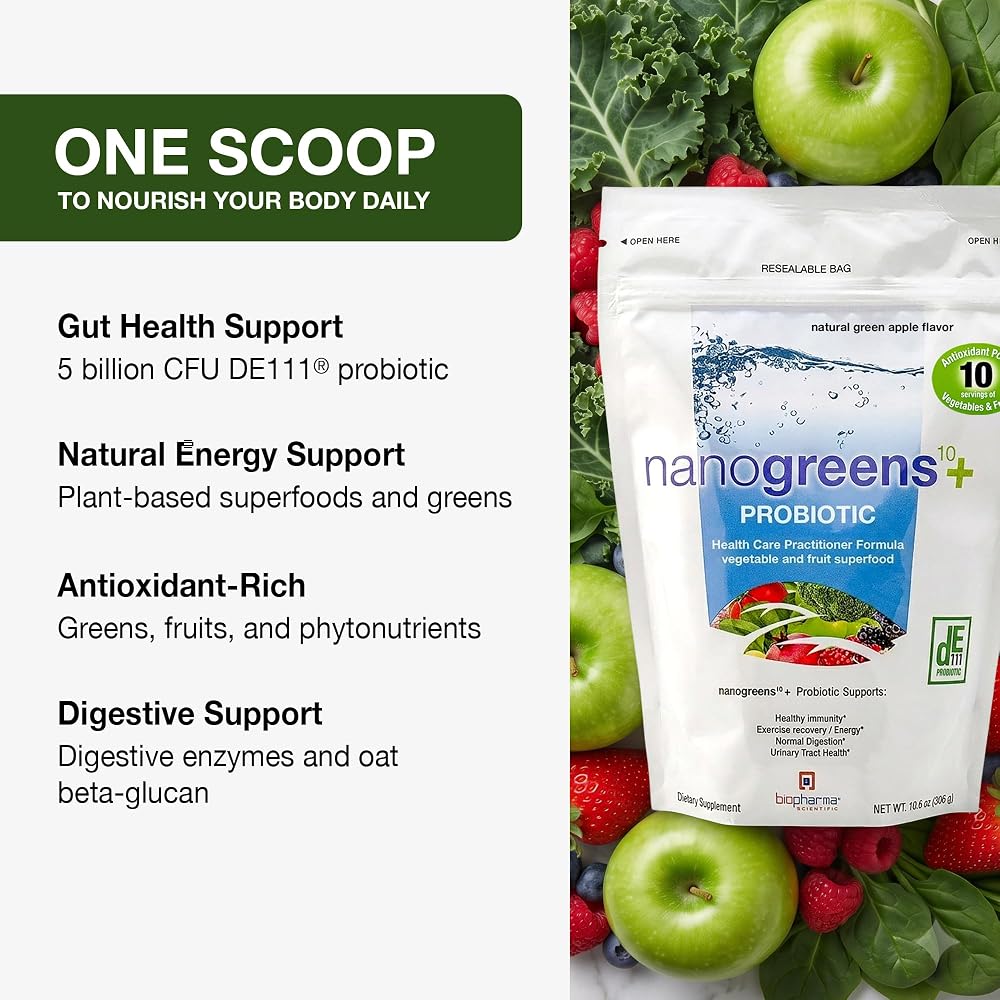 Biopharma Scientific NanoGreens + Probiotic Green Spirulina Powder - image 6