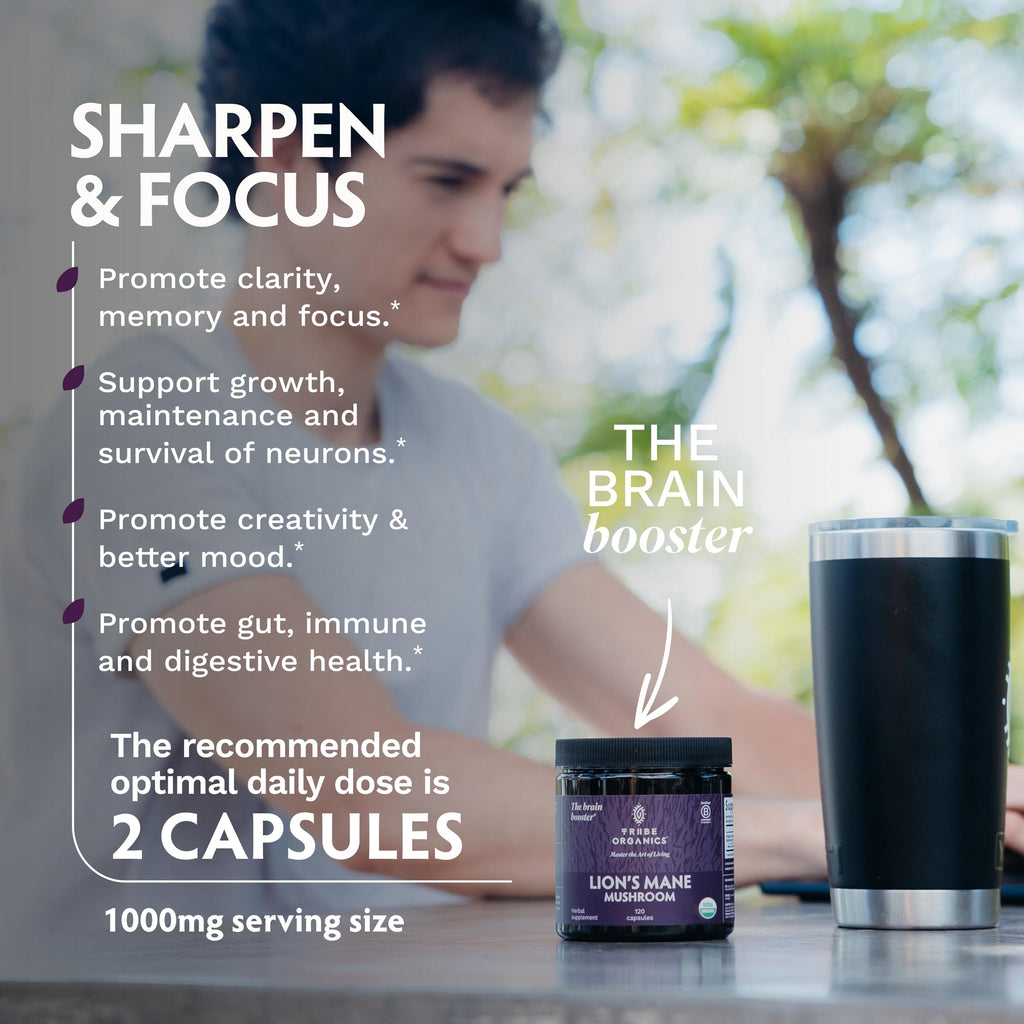 TRIBE ORGANICS Lion's Mane Supplement Capsules - 120 Count - image 4