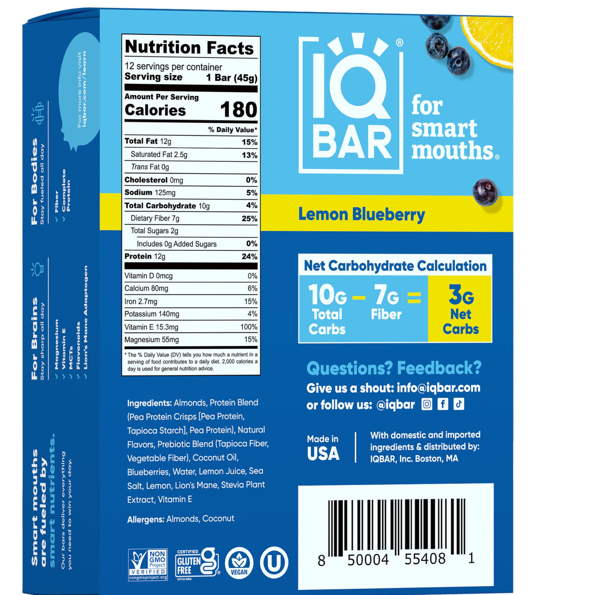 IQBAR av2024-IQBAR-blueberry keto bars vegan low sugar ounces pack