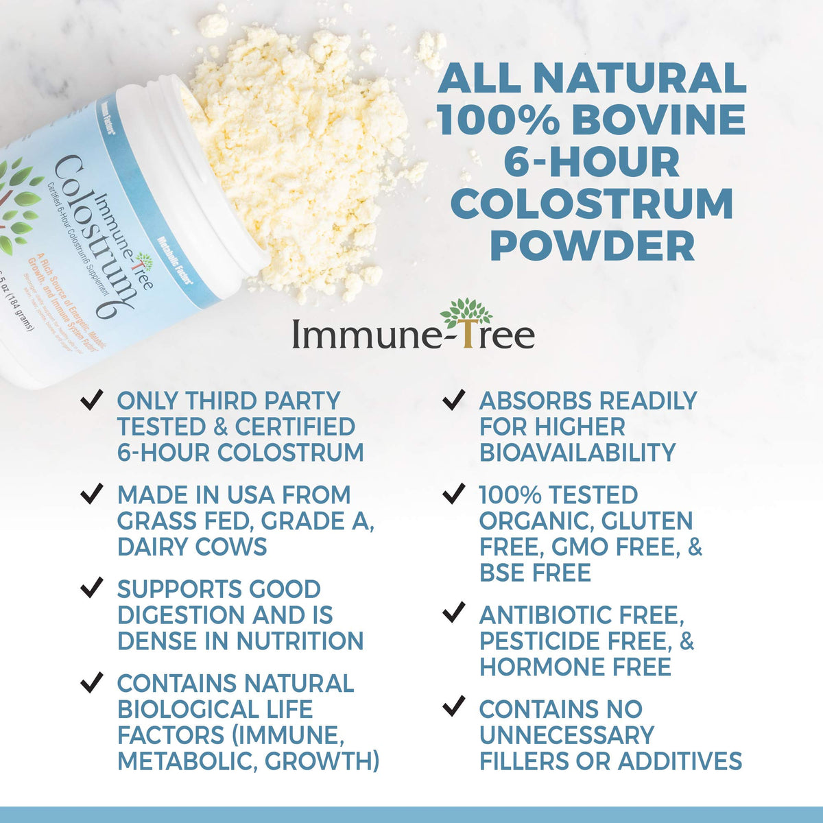 Immune-Tree Grass-Fed Bovine Colostrum Powder - 6.5 oz - image 2