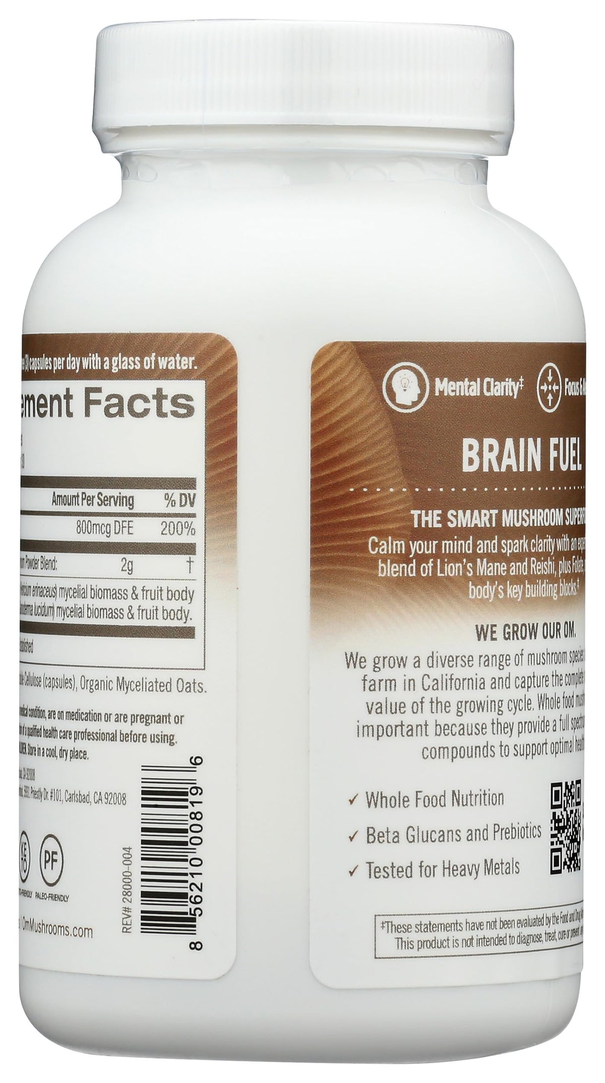 OM MUSHROOM SUPERFOOD Brain Fuel Mushroom Powder Capsules - 90 Count - image 2