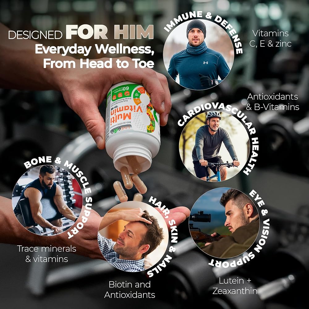 LiveGood Bio-Active Complete Multivitamin for Men - 60 Capsules - image 3