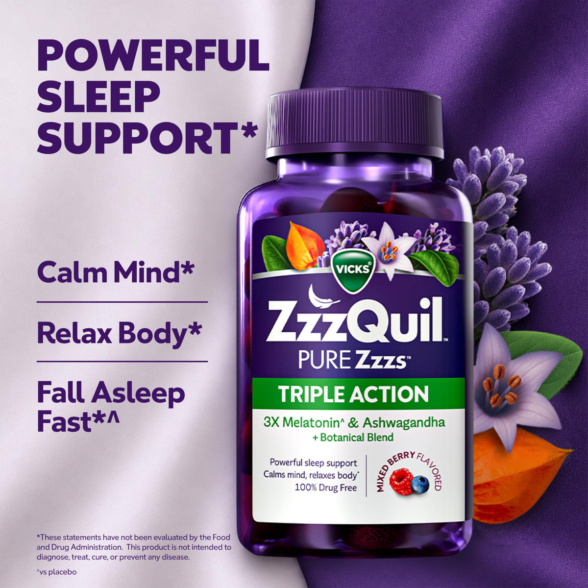 ZzzQuil PURE Zzzs Triple Action Melatonin Gummies - 60 Gummies - image 2