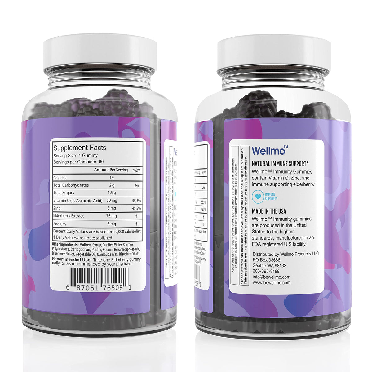 Migdla Wellmo Elderberry Immunity Gummies with Vitamin C and Zinc - 60 Count - image 2