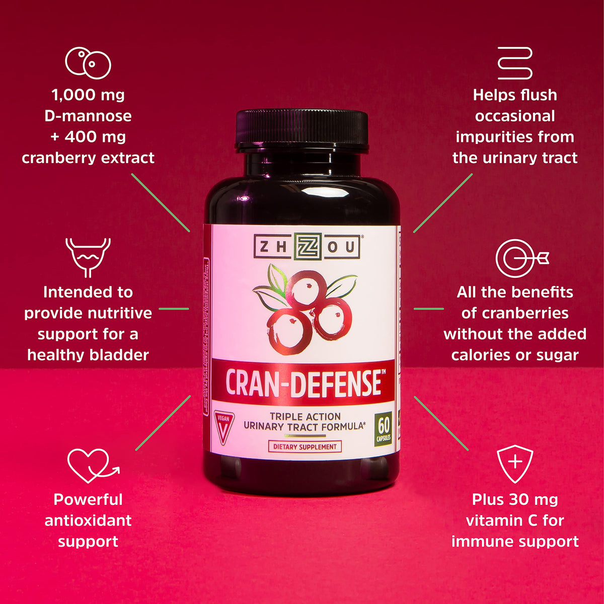 ZHOU Cran-Defense Cranberry Pills Urinary Tract Support - 60 Capsules - image 7