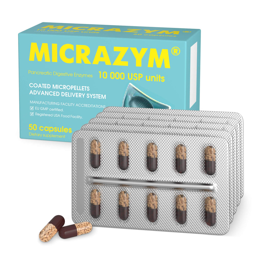 Micrazym Pancreatic Enzymes 10,000 USP - 50 Capsules - image 2
