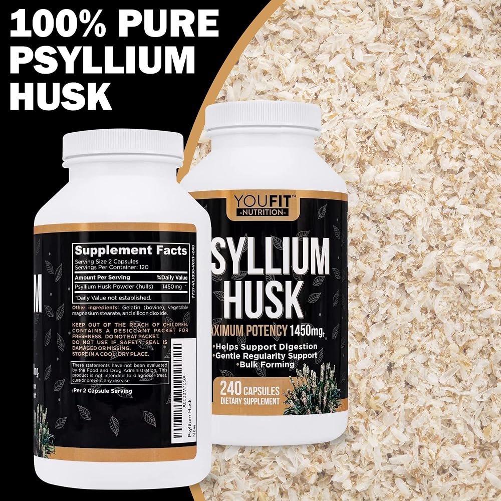 YouFit Nutrition Psyllium Husk Capsules 1450mg - 240 Capsules - image 8