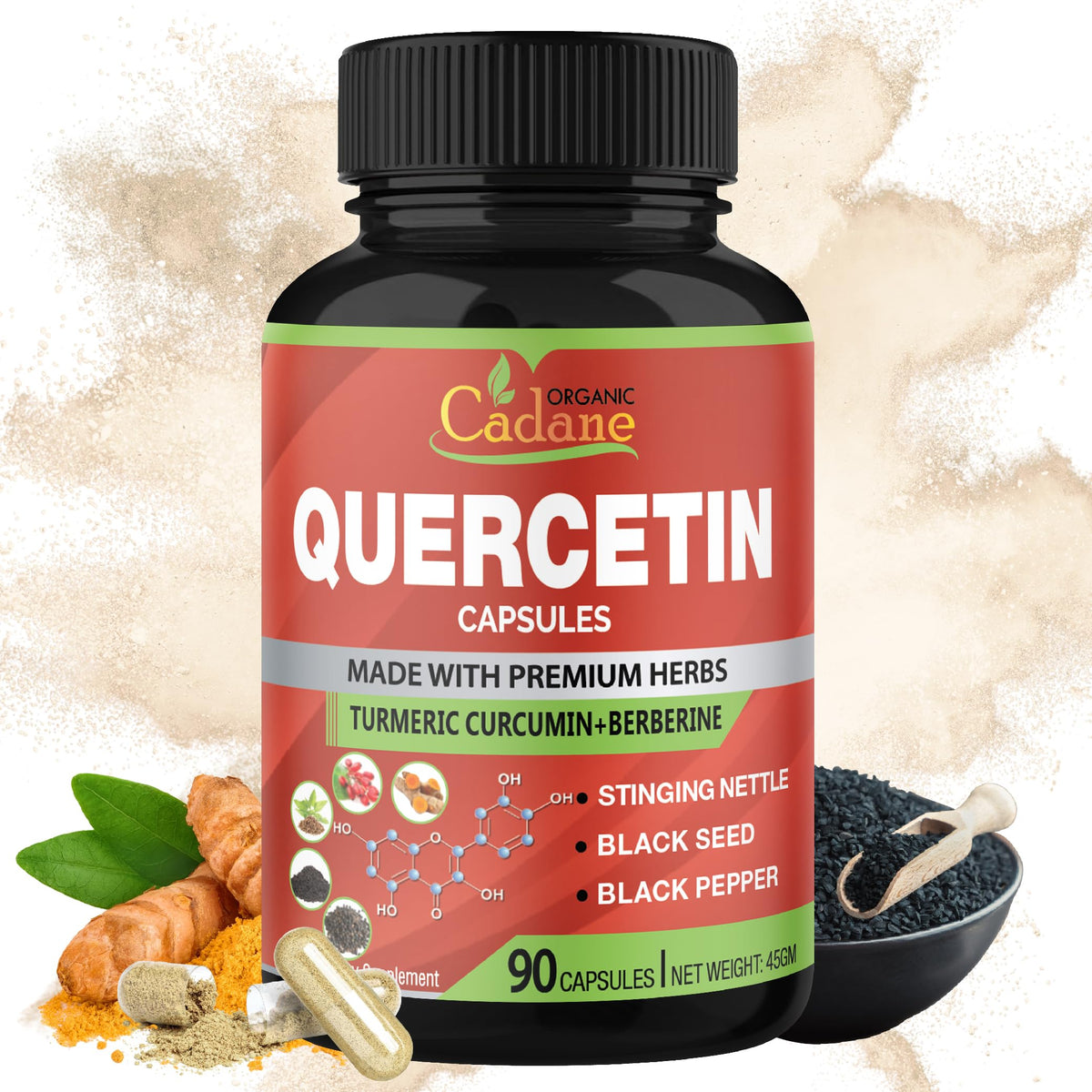 Organic Cadane Quercetin Extract Capsules - 90 Capsules