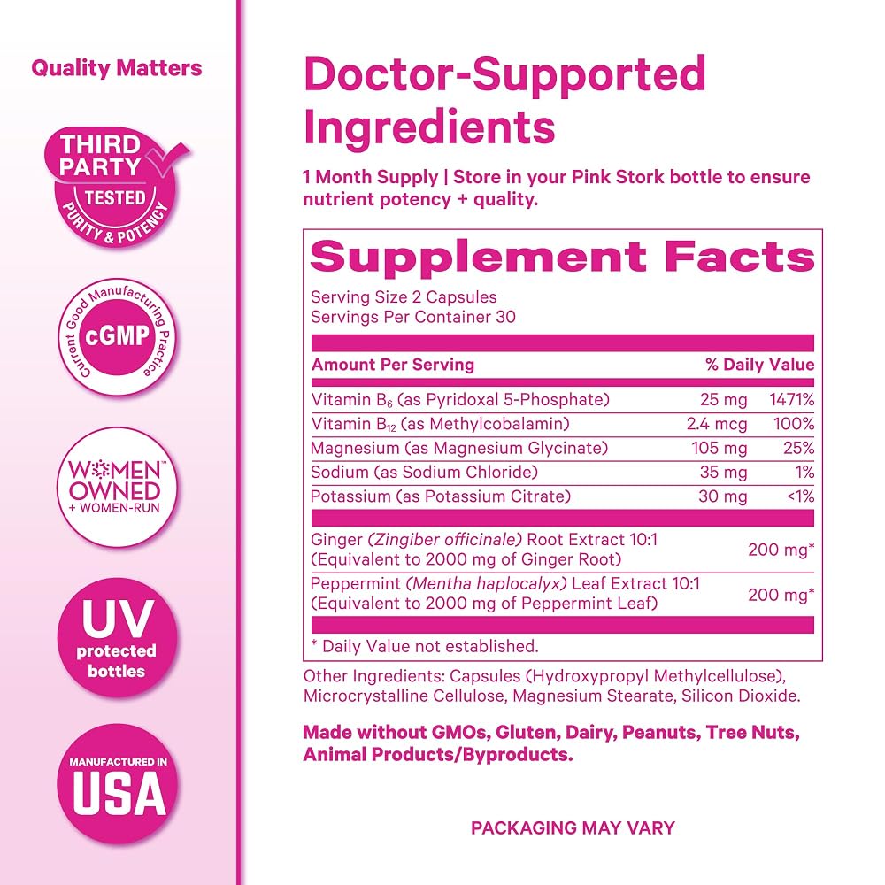Pink Stork Vitamin B6 Ginger Electrolyte Capsules - 60 Count - image 6