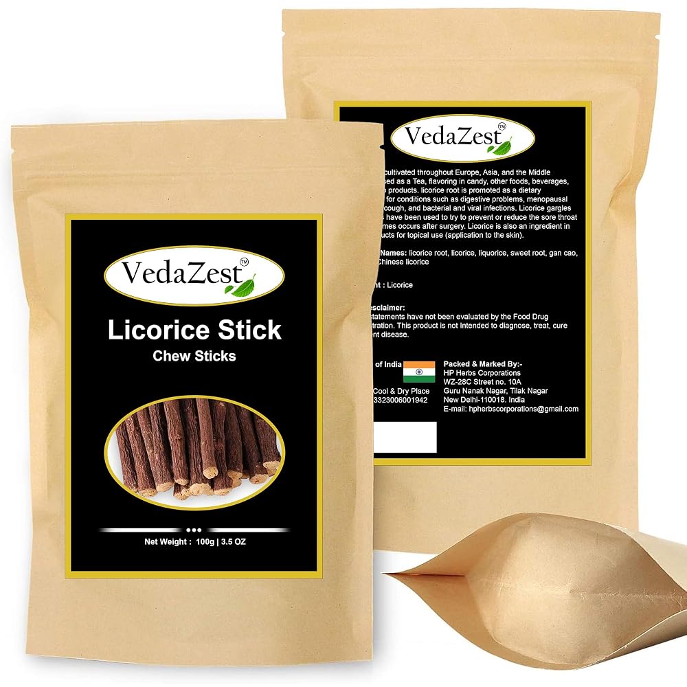VedaZest Organic Licorice Root Sticks 100% Pure - 100g