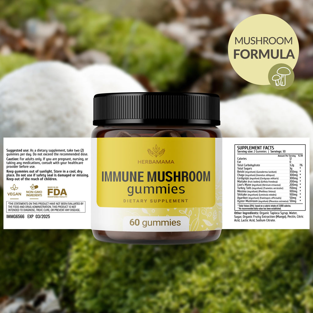 HERBAMAMA Immune Support Mushroom Gummies - 60 Chews - image 7