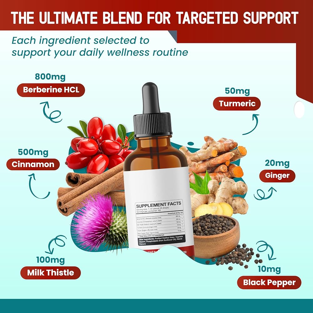 HarmoVira Liposomal Berberine 6-in-1 Digestive Wellness - 2 fl oz - image 3
