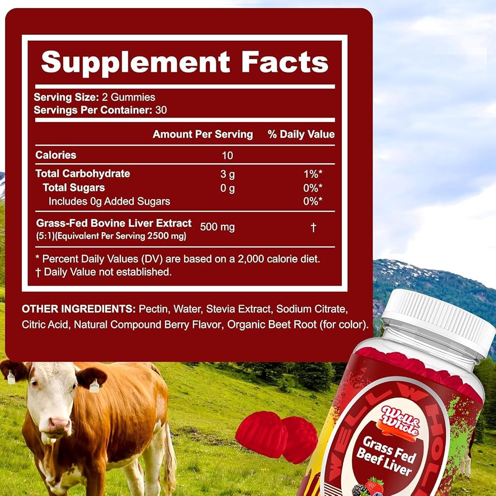 Well&Whole Grass Fed Beef Liver Gummies