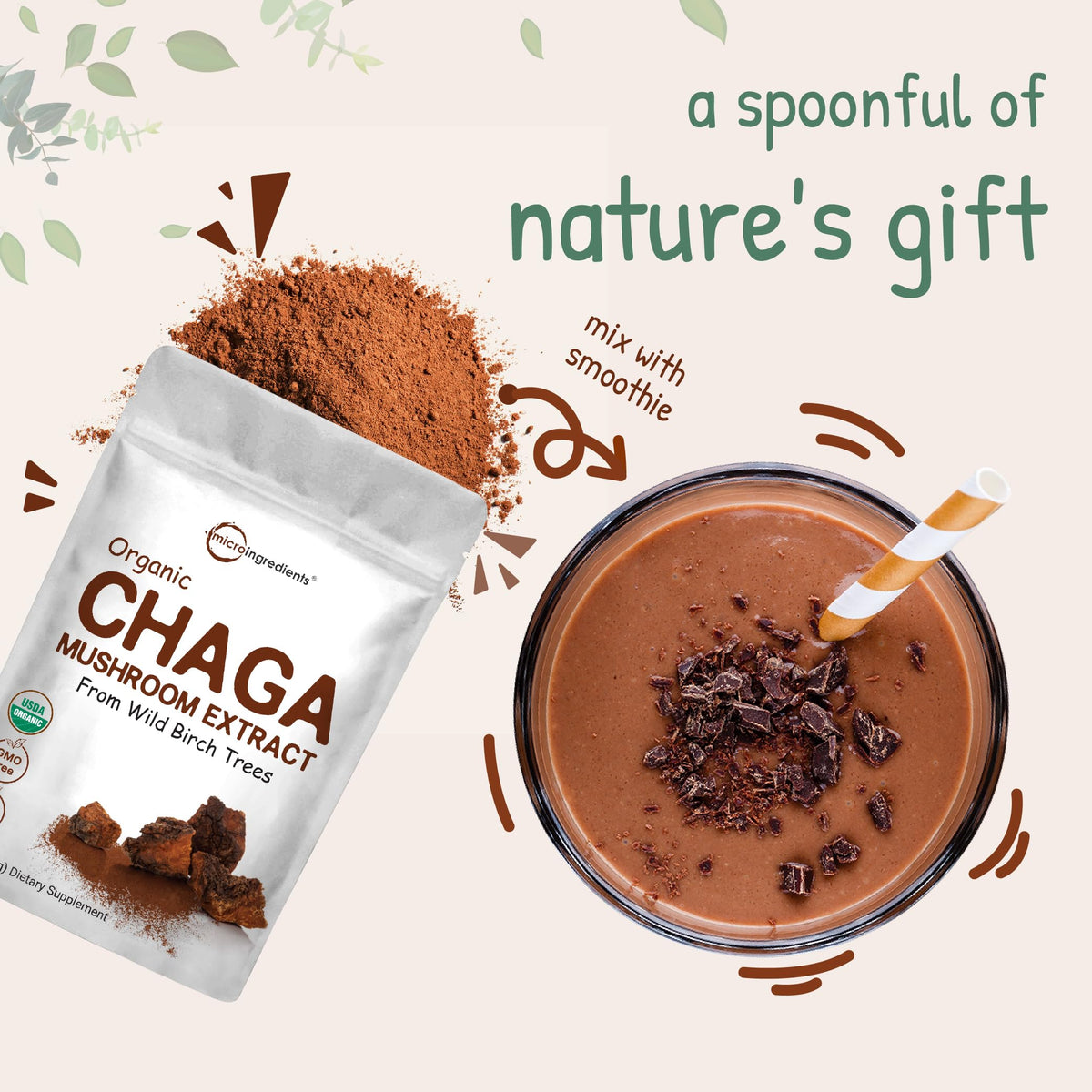 Micro Ingredients Organic Chaga Mushroom Extract Powder - 10 oz - image 5