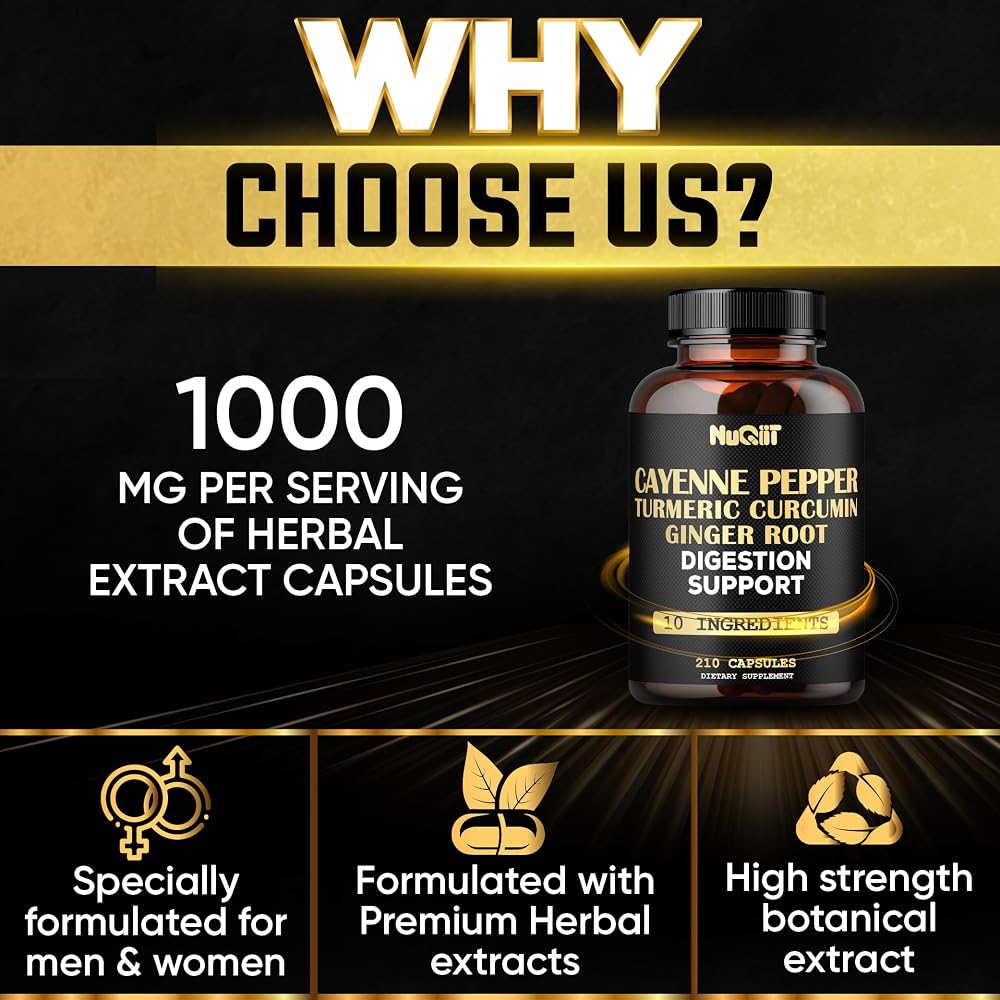 NUQIIT Cayenne Pepper Supplement with Turmeric & Ginger - 210 Capsules - image 4